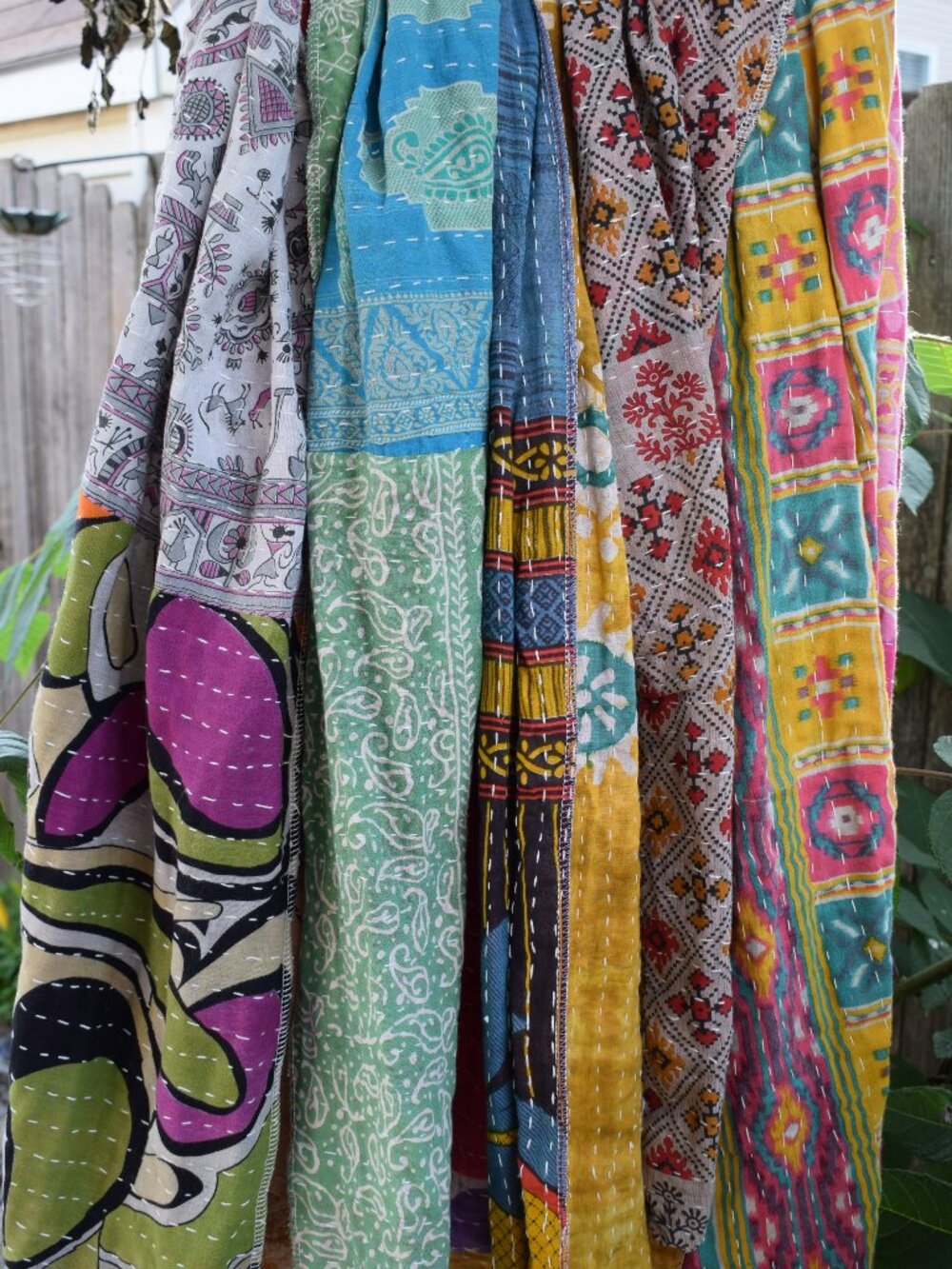 Women's Handmade Reversible cotton Kantha scarf- Random color or Pick Colorway